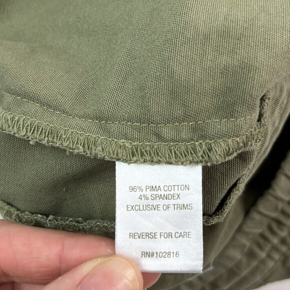 Garnet Hill Olive Green Salt Washed Chino Jogger Pants size S Pima Cotton - Picture 12 of 14